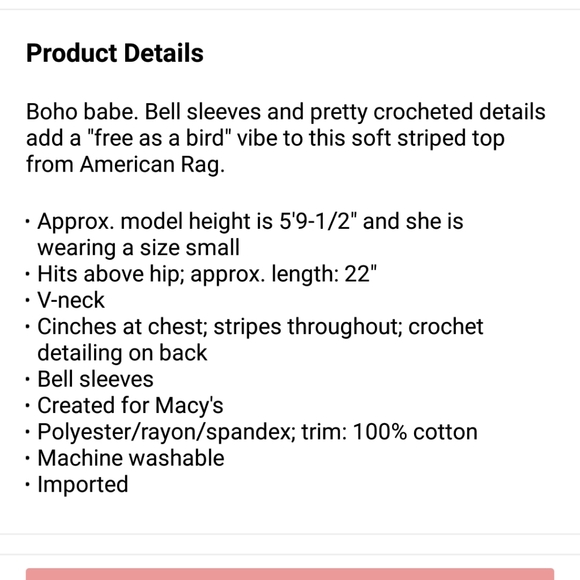 American Rag Juniors' Striped Bell-Sleeve T-Shirt - Picture 4 of 4